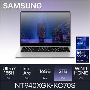 HMC / 삼성전자 갤럭시북4 프로 / NT940XGK-KC70S (D5 RAM 16GB / NVMe 2TB / WIN11H) / U7-155H