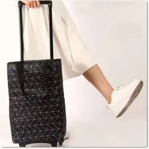 보온 보냉 접이식 쇼핑카트 블랙패턴 바퀴장바구니 핸드캐리어 장보기카트