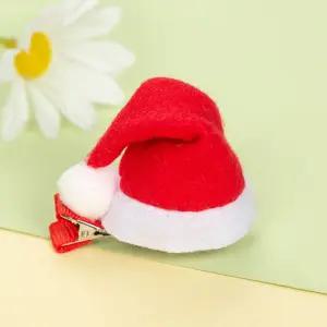 접힌 산타모자 머리핀 크리스마스 장식 귀여운 포인트 파티