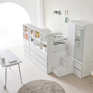 원마인드 조이 수납 성인 벙커침대 H세트 1400서랍장+600서랍장+상부책장 SS