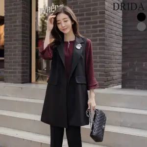 [드리다]드리다 엄마옷 여성 카라 정장 조끼 빅사이즈 롱 베스트 봄 가을 50-