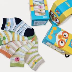 뽀로로 링글 반목 아동 양말 선물상자 5족세트 미끄럼방지 어린이집 선물