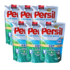 퍼실 딥클린 퓨어프레쉬 실내건조 1.5L 리필 6개 일반드럼겸용 액체세탁세제