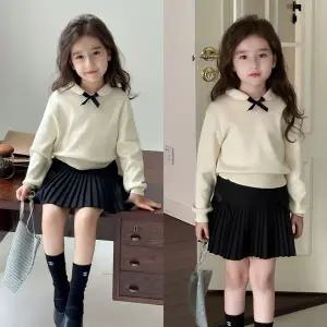 [삐삐네옷가게]여아 주니어 로맨틱 니트 주름 치마 상하