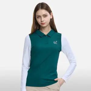 [이지바이]투엘라 러블리샷 여성 데일리 골지 냉감 소매배색 긴팔 카라 티셔츠(M6ST01)