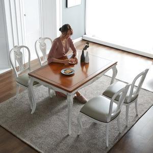 [피어젠] 앤틱 봄베이 4인 원목 식탁세트 빈티지 화이트