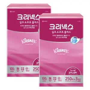 크리넥스 미용티슈 실크소프트 250매 3입 2개