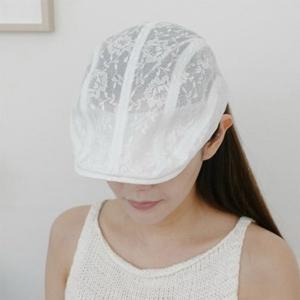 [기타]여성 레이스 플라워 시스루 여름 헌팅 캡 플랫캡 모자