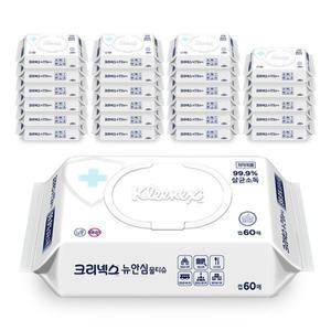 뉴안심 살균 손소독 물티슈 소독티슈 캡 60매 24팩