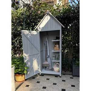 간이 창고 야외 원목 수납장 캐비닛 방수 테라스 농기구 보관함