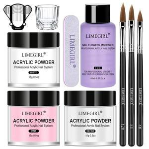 네일 아크릴 파우더 및 액체 모노머 네일 아트 장식 매니큐어 세트 키트 크리스탈 네일 반짝이 3D 네일 팁 조각 도구