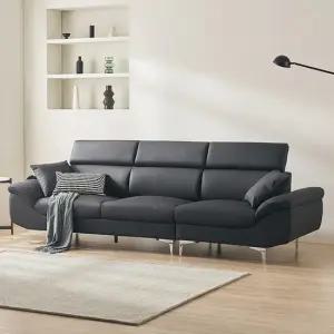 삼익가구 더컴포트 4인용 헤드틸팅 가죽 소파 스툴제외)