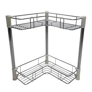 스텐기둥 화장실선반 욕실수납선반 2단/진열 사이드 무타공코너 수납장 소품 행거 기둥 트레이 설치 세면