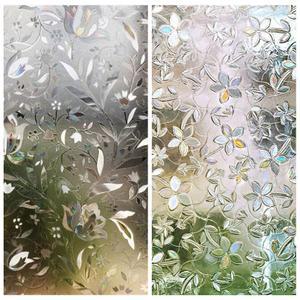 창호지 접착식 무지개 UV 차단 비접착식 창문 비닐 스티커 유리 필름 3D 정적 장식 프라이버시