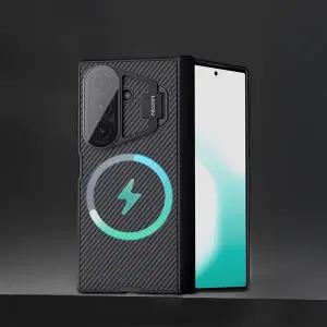 [유니커블]갤럭시 Z폴드7 닐킨 맥세이프 호환 마그네틱 카메라보호 스탠드 힌지 풀커버 슬림 하드 케이스