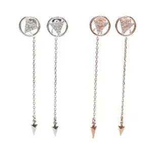 [하프클럽/]큐빅써클 투웨이 삼각 체인 롱귀걸이