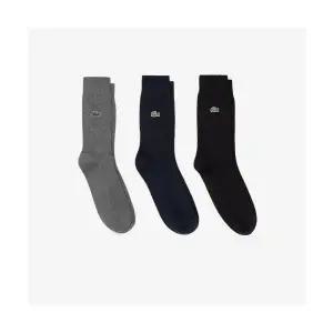 라코스테 남성 솔리드 신사용 양말 3피스 세트 블랙 KB822562