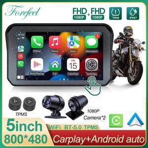 DS AZ 오토바이 1080P DVR 대시 카플레이 GPS TPMS 자동 모니터 휴대용 인치 안드 방수 와이파이 네비게이션 무선