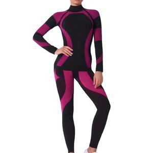 이노 기능성 의류 여성용 심리스 보온 속옷 PJ 세트 운동 스키 웜 베이스 레이어 추운 날씨 요가 탑 바텀