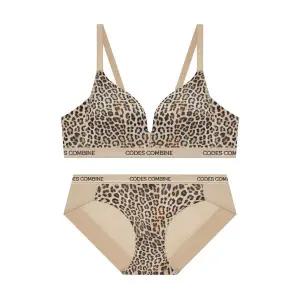 매장정품 코데즈컴바인 레오파드 스파크밴드 노와이어 브라 팬티 세트