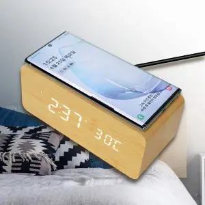 LED 핸드폰 무선충전 우드시계(WCP-160/알토)