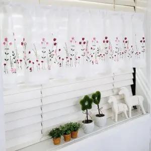 리빙데코 야생화 자수광목 주방 바란스커튼 주문제작상품