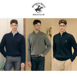 (신세계 단독)25FW 비버리힐즈폴로클럽 남성 울 블렌디드 반집업 케이블니트 3종