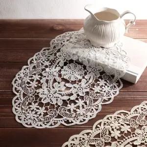 타원 블루밍 자수레이스/깔개 받침 보자기 러너 테이블천 식탁천 테이블커버 식탁커버 주방매트 주방보