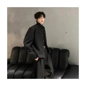 호크아이 남자 데일리룩 정장자켓 와인색 패드 스탠드 칼라 숏 정장 코트 봄 가을 재킷 작은 KUK3