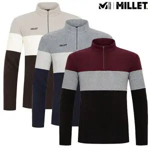 [밀레] [ 25신상 30%특가 ] 남성겨울 기모티셔츠 써말 배색형 반집업 티셔츠_MLUWT272III_US