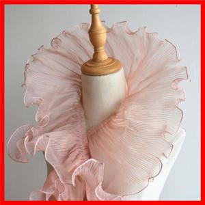 웨이브 연꽃 잎 대형 레이스 주름 및 프레스 디자인 하드 오간자 가짜 부케 장식 의류 액세서리 메쉬 원단