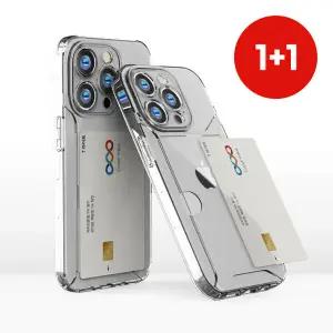 1+1 카드 2장 수납 아이폰 17 프로 맥스 에어 풀커버 카메라보호 투명 젤리 슬라이드 케이스