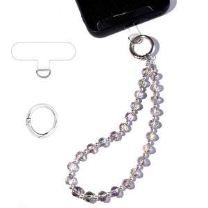 아코펙트 크리스탈 비즈 휴대폰 손목 스트랩 참 체인 랜야드 팔찌 열쇠고리(테더 탭 핸즈프리 포함)