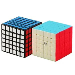 QiYi 큐브 4x4 5x5 6x6 7x7 매직 큐브 Qiyi Professional Speedcube 검정 및 스티커 MofangJiaoshi 속도 퍼