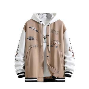 SHENHE 남성 슬로건 그래픽 버튼 다운 바시티 재킷 야구 봄버