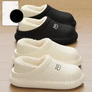 티류으스  1+1여성 겨울 방수 곰돌이 면 슬리퍼 보온 안감 두꺼운 커플 실내화 Z0407