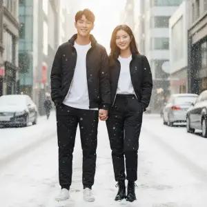 남자 여자 후드집업 기모바지 상하세트 겨울 양털기모 오버핏 커플룩 따뜻한 데일리룩