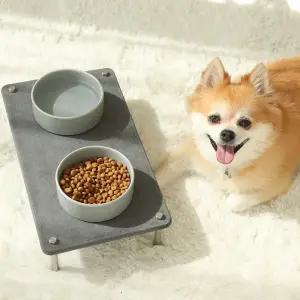 빌라드하우스 뽀송 프리미엄 애견 규조토 펫 매트 식기 세트 높이 조절 도자기 세라믹 그릇 강아지 밥그릇 고양이 물그릇