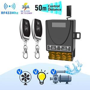 RF 433Mhz 스마트 스위치 무선 리모컨 AC 75-220V 30A 고전류 릴레이 (워터 펌프 모터 조명 도어 액세스용)