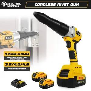 브러시리스 전기 리벳 건 3.2-4.8mm 리벳 너트 건 드릴 무선 자동 네일 듀얼트 20V 배터리용 LED 조명 포함
