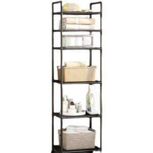 철제선반 도르래가 있는 전자 스탠딩 키높이 선반 바닥 3단 블랙 정리정돈 주방 액세서리