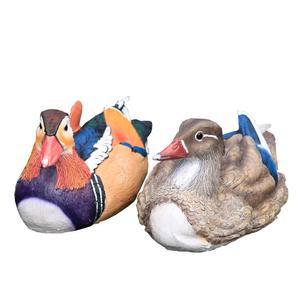 원앙 모형 한쌍 연못 피규어 야외 노란 결혼 호수 저수지 조형물 뜨는 소형 물에 정원소품