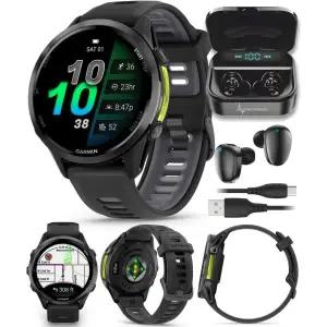 Wearable4U 웨어러블4U 가민 포러너 970 스마트워치 카본 그레이 DLC 티타늄 블랙 이어폰 번들