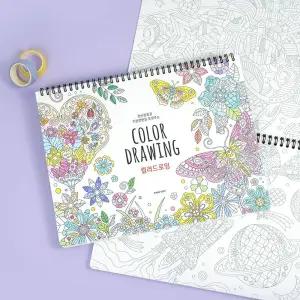8000 스프링 컬러드로잉 (중급)북 링북 색칠 링중급 드로잉 키덜트 링책 드로잉책