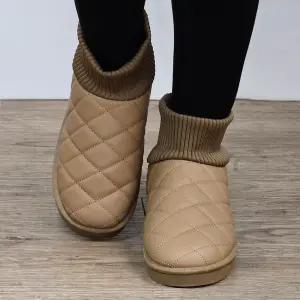 프리미엄 코지 니트 PU 콤비 겨울 앵글부츠 2color 3size 방수 방한 겨울 숏부츠