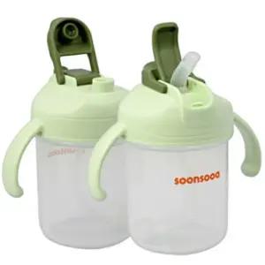 Soonsooa 아기 물컵 물통 어린이집 빨대컵 300ml X2개