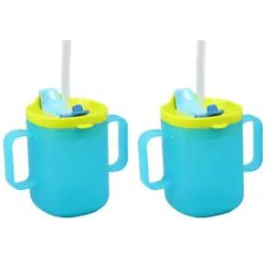 Soonsooa 아기 이유식 물컵 양손 빨대컵 260ml 블루 X2