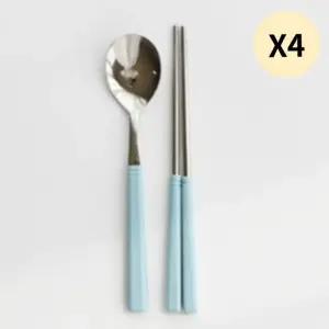 아카시아봉봉 어린이 수저 세트 스텐 스카이블루 X4개