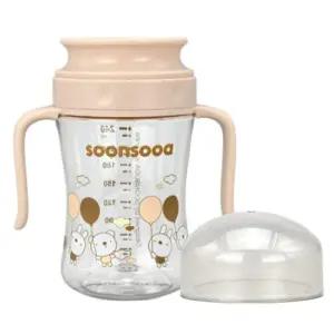Soonsooa 아기 이유식 유아컵 흘림방지컵 240ml 베이지