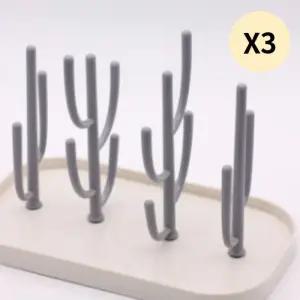 Soonsooa 아기 젖병 젖꼭지 식기 건조대 그레이 X3개